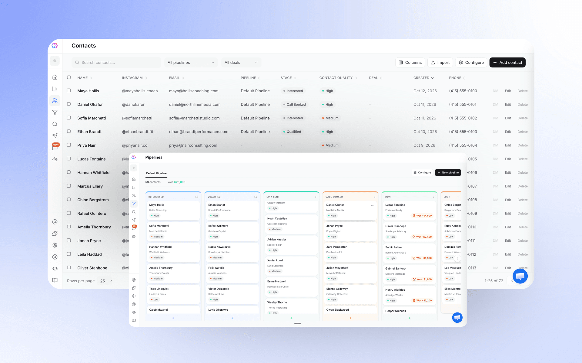 Nousify.ai Contacts and Pipelines